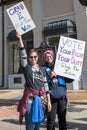 Two women protesters