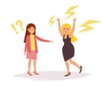 Two women quarrel Vector. Cartoon. Isolated art on white background. Flat Royalty Free Stock Photo