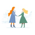 Two Women Shaking Hands. Business concept. Cityscape background