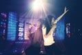 Two women singing in the night club Royalty Free Stock Photo