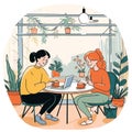 two women sitting chatting over a cup of tea in a cozy environment 1