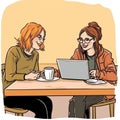 two women sitting chatting over a cup of tea in a cozy environment 3