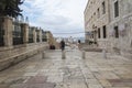 Two women sitting on the stairs watching around Bethlehem