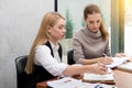 Two women are studying and teaching Royalty Free Stock Photo