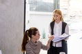 Two women are studying and teaching Royalty Free Stock Photo