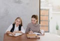 Two women are studying and teaching Royalty Free Stock Photo