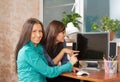 Two women using computer Royalty Free Stock Photo