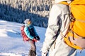 Two women in the winter trekking