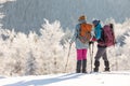 Two women in the winter trekking