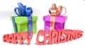 Gift boxes - Happy Christmas - 3D rendering Royalty Free Stock Photo