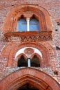 Two wonderful mullioned windows in the castle of Vigevano near Pavia in Lombardy (Italy) Royalty Free Stock Photo