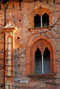 Two wonderful mullioned windows in the walls of the castle of Vigevano near Pavia in Lombardy (Italy)