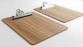 Two wooden clipboards with silver clips on a white background Royalty Free Stock Photo