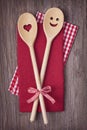 Two wooden cooking spoons