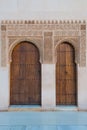 Two wooden doors in Nasrid Palaces, Alhambra, Granada