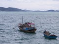 Two wooden fishing boats Royalty Free Stock Photo