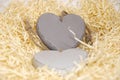 Two wooden hearts in nest Royalty Free Stock Photo