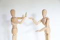 drug pill dealing taking series with wooden manikin figures