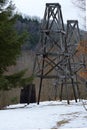 Two Oil Derricks in the Winter Royalty Free Stock Photo