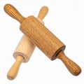 Two Wooden Rolling Pins Intersecting on White Background Studio Shot Royalty Free Stock Photo