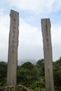Two wooden steles at the Wisdom Path in Hong Kong