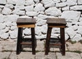 Two Wooden Stools Royalty Free Stock Photo