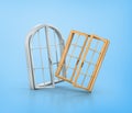 Two wooden windows Royalty Free Stock Photo