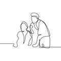 Two worker take a discussion continuous line drawing office concept vector illustration minimalist design