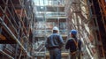 Construction Workers on Building Site. AI generated Royalty Free Stock Photo