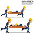 Two workers is moving the victim on transparent background