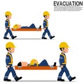 Two workers is moving the victim on transparent background