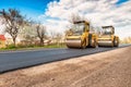 Two working road rollers Royalty Free Stock Photo