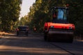 Two working road rollers making new road Royalty Free Stock Photo