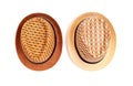 Two woven hats made from natural materials. Royalty Free Stock Photo