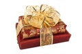 Two wrapped red gift boxes Royalty Free Stock Photo