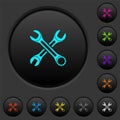 Two wrenches dark push buttons with color icons Royalty Free Stock Photo