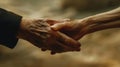 The elderly hands holding.AI generated image Royalty Free Stock Photo
