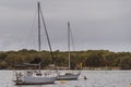 Two yachts moared on a river Royalty Free Stock Photo
