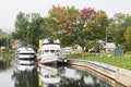 Yachts Moored At Trent Severn Waterway Lock 31 In Buckhorn, Ontario