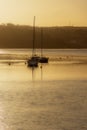 Two yachts at sunrise in Kinsale harbour. Quiet water. Ireland. harbour Royalty Free Stock Photo
