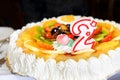 Two years birthday cake candle number 2 two Royalty Free Stock Photo