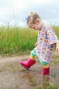 Two years old preschooler girl having fun walking Royalty Free Stock Photo