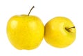 Two yellow apples on white background Royalty Free Stock Photo