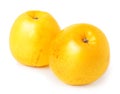 Two yellow apples on a white background Royalty Free Stock Photo