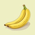 Minimalist Banana Cartoon Illustration On White Background