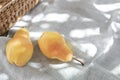 Two yellow barlett pears