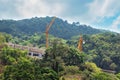 Two yellow building cranes.Industrial construction