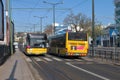 Two yellow buses in Lisboa Royalty Free Stock Photo