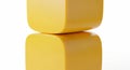 Two Yellow Cubes Stacked on White Background geometric shape Royalty Free Stock Photo