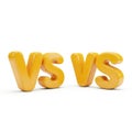 Two Yellow 3DVS Symbols Facing Each Other on White Background versus comparison Royalty Free Stock Photo